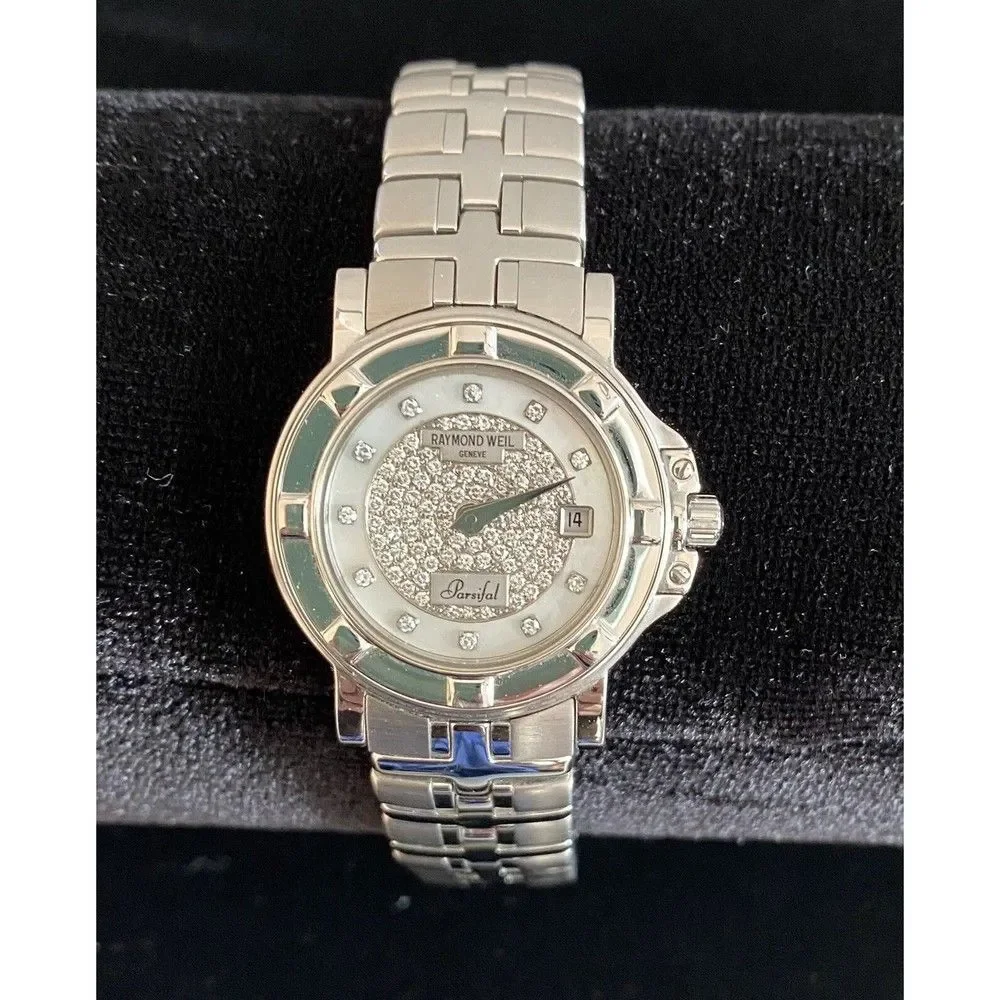 Raymond Weil Parsifal Stainless With Diamond Dial Watch-RARE